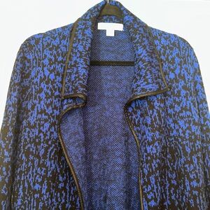 Laura Ashley Cardigan Sweater S Blue Black Open Long Classic Career Casual